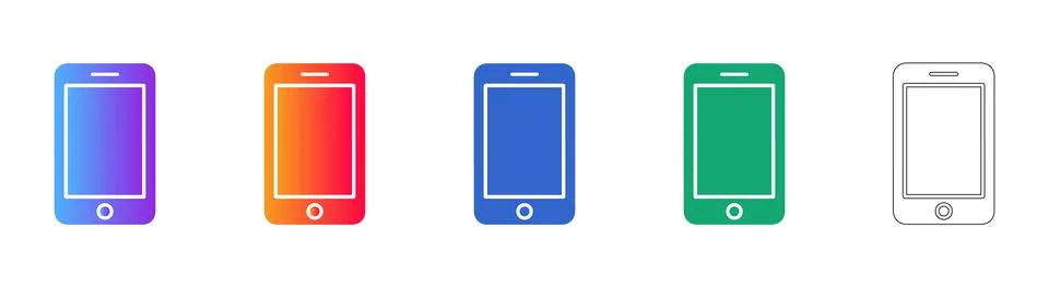 Mobile Smartphone Device Icons Set Stock Illustration