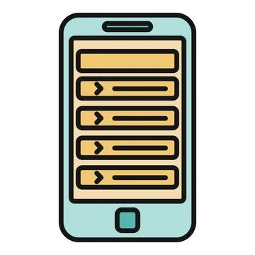 Mobile smartphone displaying list interface for app development 스톡 일러스트