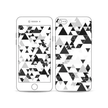 Mobile smartphone with an example of the screen and cover design. Triangular Illustrazione stock