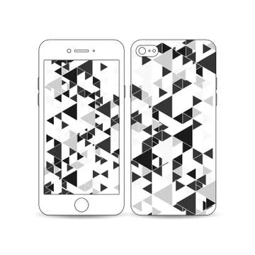 Mobile smartphone with an example of the screen and cover design. Triangular Stock Illustration