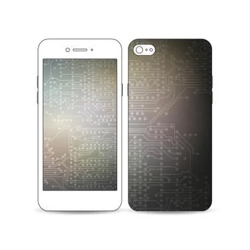 Mobile smartphone with an example of the screen and cover design isolated on Stock Illustration