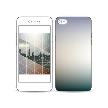 Mobile smartphone with an example of the screen and cover design isolated on Stock Illustration