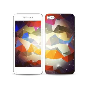 Mobile smartphone with an example of the screen and cover design isolated on  Stock Illustration