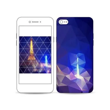 Mobile smartphone with an example of the screen and cover design. Dark polygonal イラスト素材