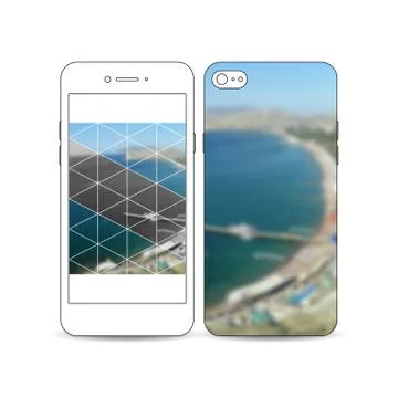 Mobile smartphone with an example of the screen and cover design. Colorful Stock Illustration