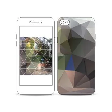 Mobile smartphone with an example of the screen and cover design. Polygonal Stock Illustration