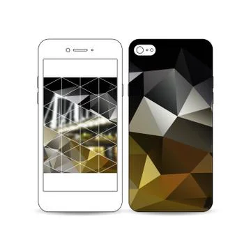 Mobile smartphone with an example of the screen and cover design isolated on Stock Illustration