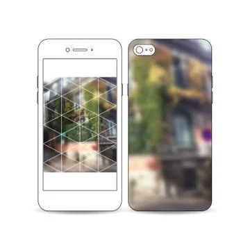 Mobile smartphone with an example of the screen and cover design isolated on Stock Illustration