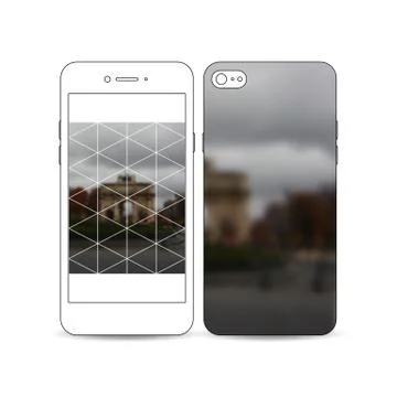 Mobile smartphone with an example of the screen and cover design isolated on Stock Illustration