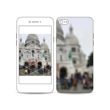 Mobile smartphone with an example of the screen and cover design isolated on Stock Illustration