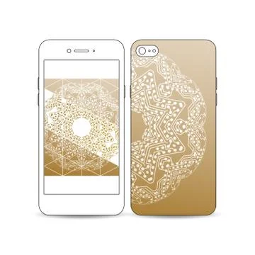 Mobile smartphone with an example of the screen and cover design isolated on Stock Illustration