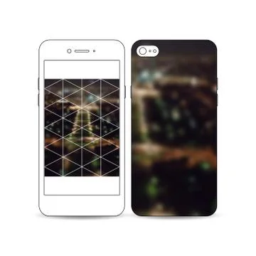 Mobile smartphone with an example of the screen and cover design isolated on Illustrazione stock