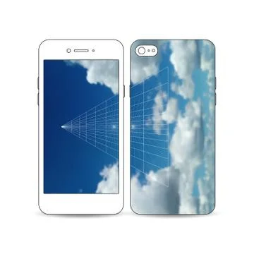Mobile smartphone with an example of the screen and cover design. Beautiful blue Stock Illustration