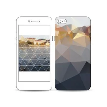 Mobile smartphone with an example of the screen and cover design isolated on Stock Illustration