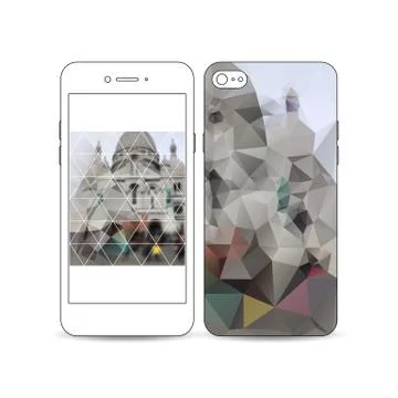 Mobile smartphone with an example of the screen and cover design isolated on Stock Illustration