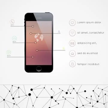Mobile Smartphone with icon interface. 스톡 일러스트