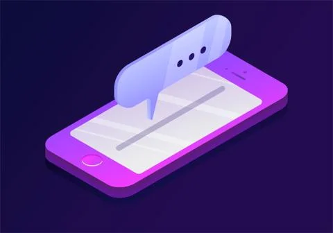 Mobile smartphone with message of hello. New mail, sms. e-mail notification. Illustrazione stock
