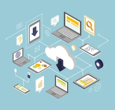 Mobile Smartphone Services Cloud Concept Stock Illustration