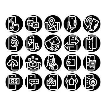 Mobile smartphone services digital communication icons collection Stock Illustration