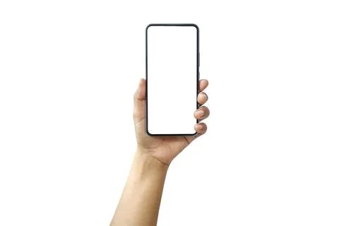 Mobile Smartphone with stylish design and a blank screen isolated on white .. Stock Photos