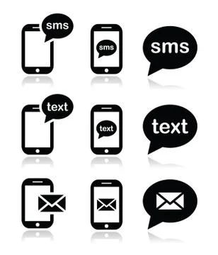 Mobile SMS text message mail icons set 스톡 일러스트