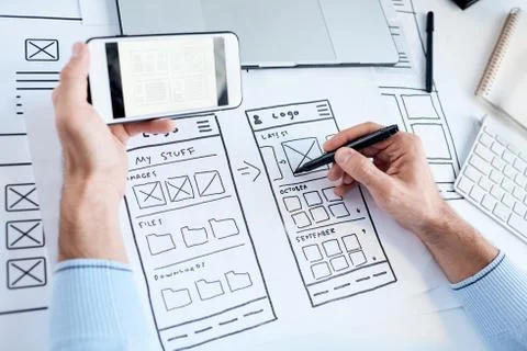 Mobile Software Developer Working Foto stock