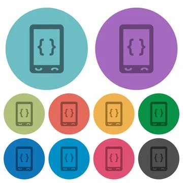 Mobile software development color darker flat icons Stock Illustration