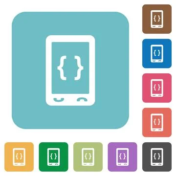 Mobile software development rounded square flat icons Stock Illustration