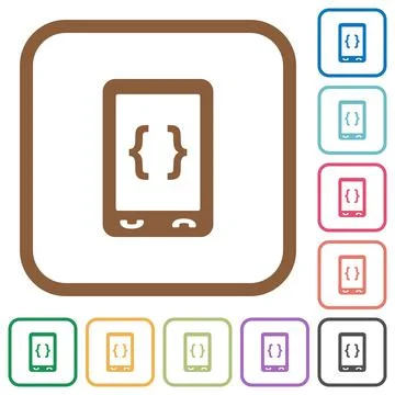 Mobile software development simple icons 스톡 일러스트