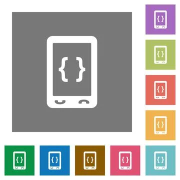 Mobile software development square flat icons 스톡 일러스트
