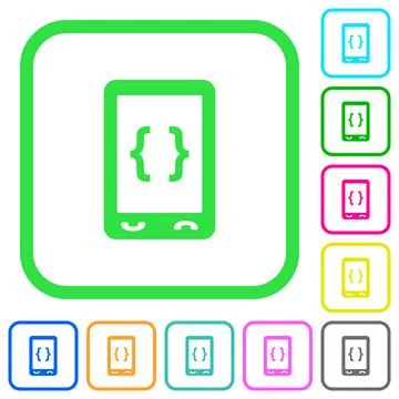 Mobile software development vivid colored flat icons Stockillustratie