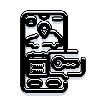 Mobile software managing vehicle key, navigation and booking Stock Illustration