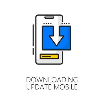 Mobile software update downloading thin line icon Stock Illustration