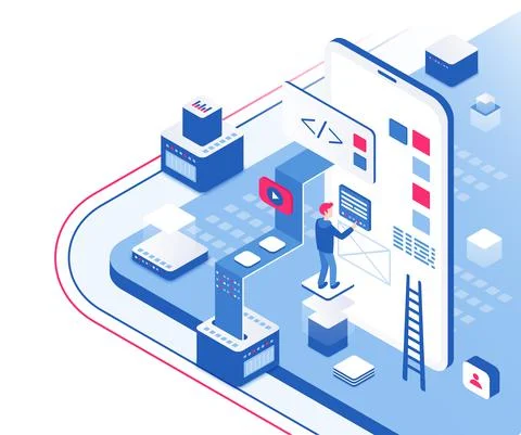 Mobile software user interface and experience design 스톡 일러스트