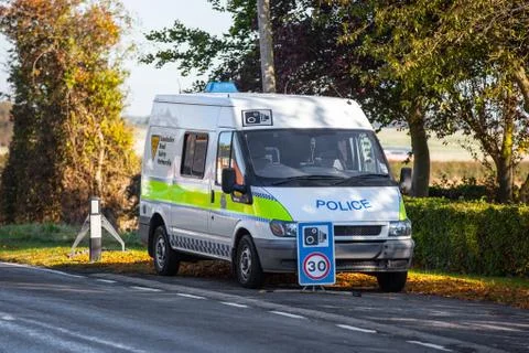 Mobile speed camera parked Stock Photos