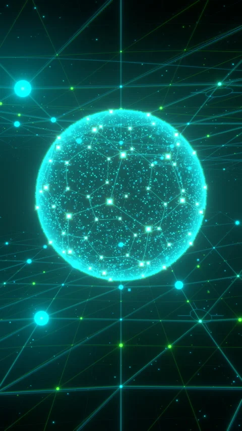 Mobile Sports Data Visualization: Tunnel Grid with Standard Orbital Perspective. Stock Footage 335411683