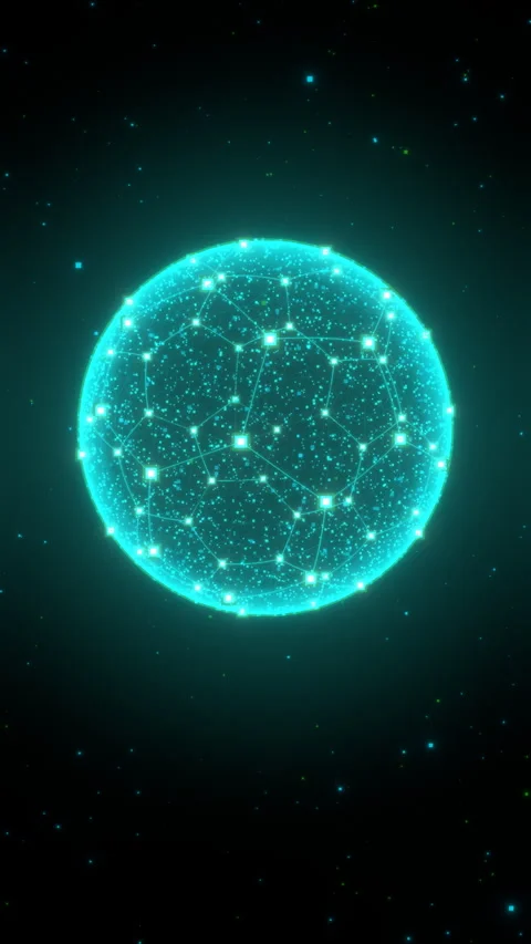 Mobile Sports Data Visualization: Void Grid with Standard Orbital Perspective -. Stock Footage 335412428
