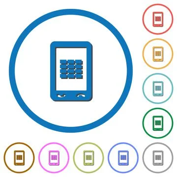 Mobile spreadsheet icons with shadows and outlines Stock Illustration