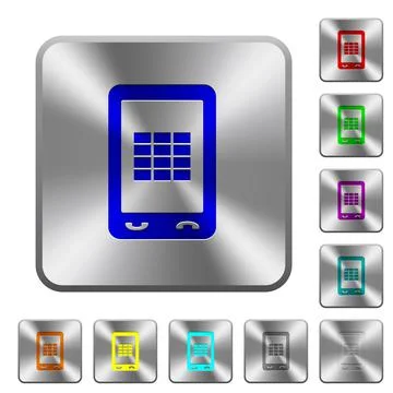 Mobile spreadsheet rounded square steel buttons Illustrazione stock