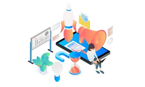 Mobile start up marketing Stock Illustration