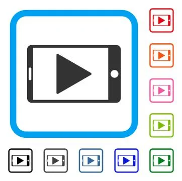 Mobile Start Play Framed Icon Ilustração Stock
