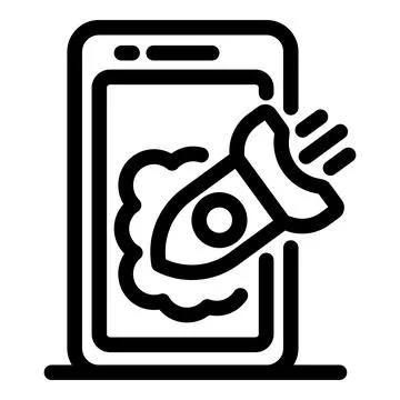 Mobile startup is boosting from smartphone screen with rocket launch Stock Illustration