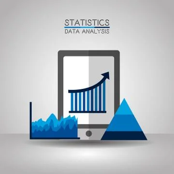 Mobile statistics data analytics process chart イラスト素材