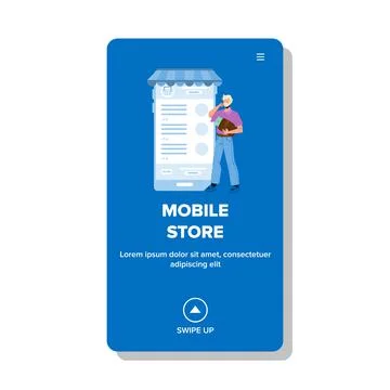 Mobile Store Application Using Customer Vector Illustration 스톡 일러스트
