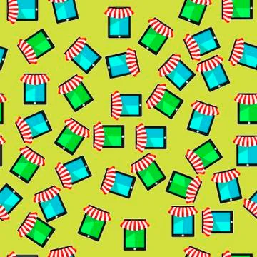 Mobile Store Seamless Pattern 스톡 일러스트
