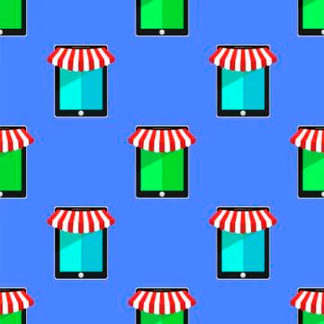 Mobile Store Seamless Pattern Illustrazione stock
