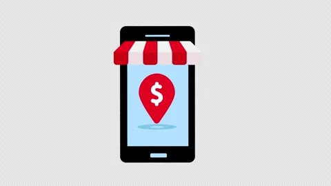 Mobile Storefront with Location Pin and Dollar Symbol for Ecommerce Business Stock-Footage 339781771