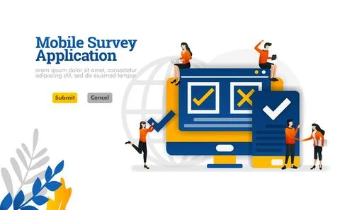 Mobile survey application to choose to agree and disagree on the survey vecto Illustrazione stock
