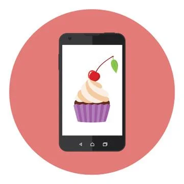 Mobile Sweet Cupcake Illustrazione stock
