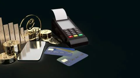 The mobile symbol e wallet  and gold coins 3d rendering for e business concep Fotos de archivo